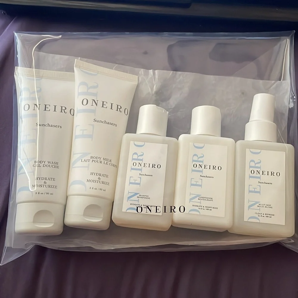 SEALED NEW ONEIRO Sunchasers TSA 5 piece Kit Travel Clean‎ Vegan Personal Care